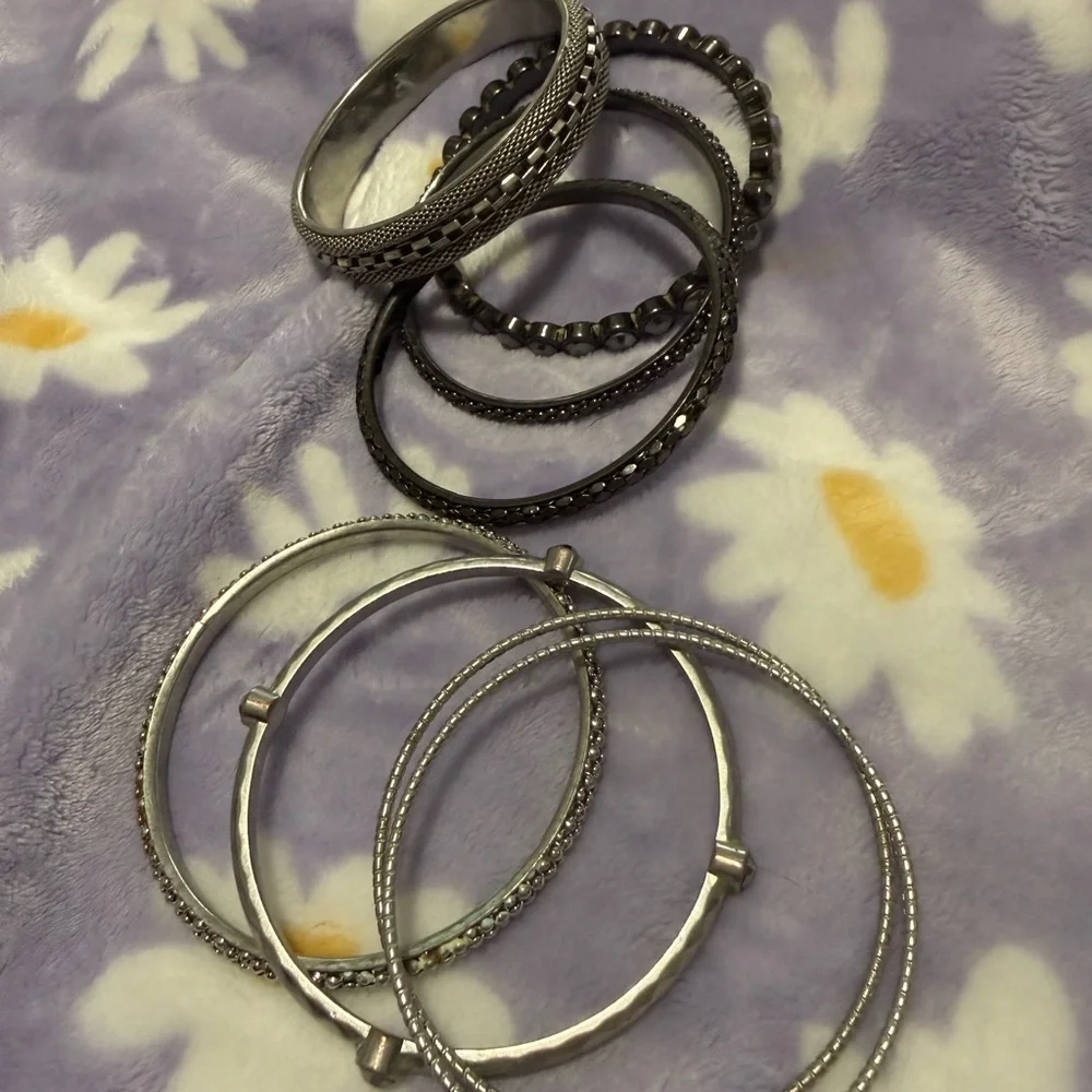 Stylish Silver and Black Bangle Set
You get all for one low price - Picture 3 of 12